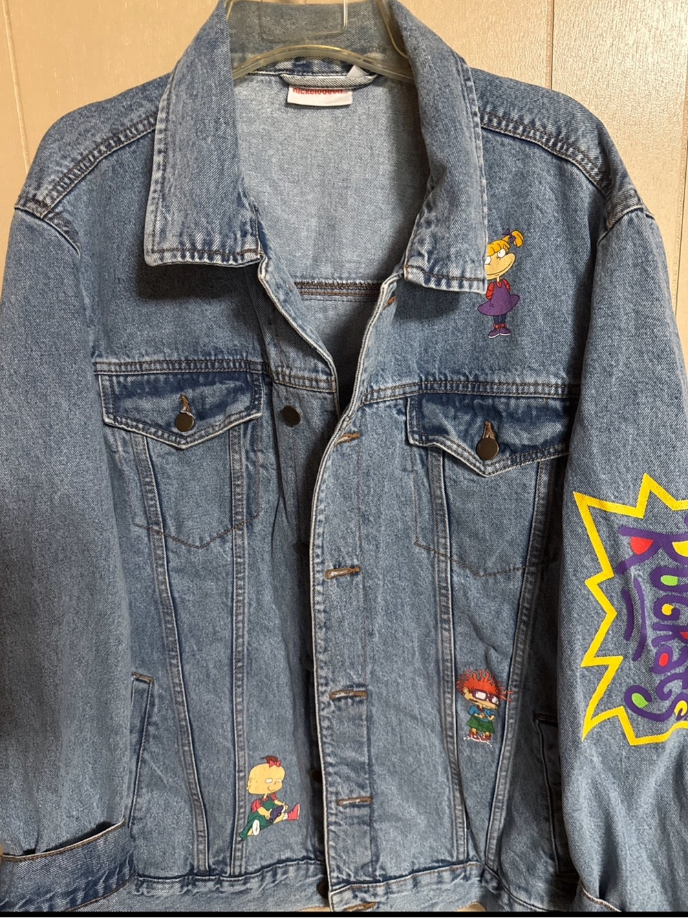 Womens Denim Jacket with Rugrats Graphics - Blue Jean Jacket size XL